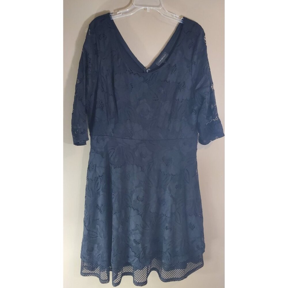 Lane Bryant Black Lace Quarter Sleeve Short Dress Sz 20